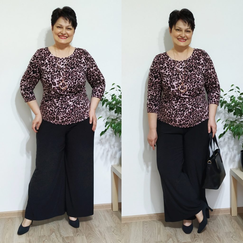 bluză animal print şi pantaloni de jerse Roman