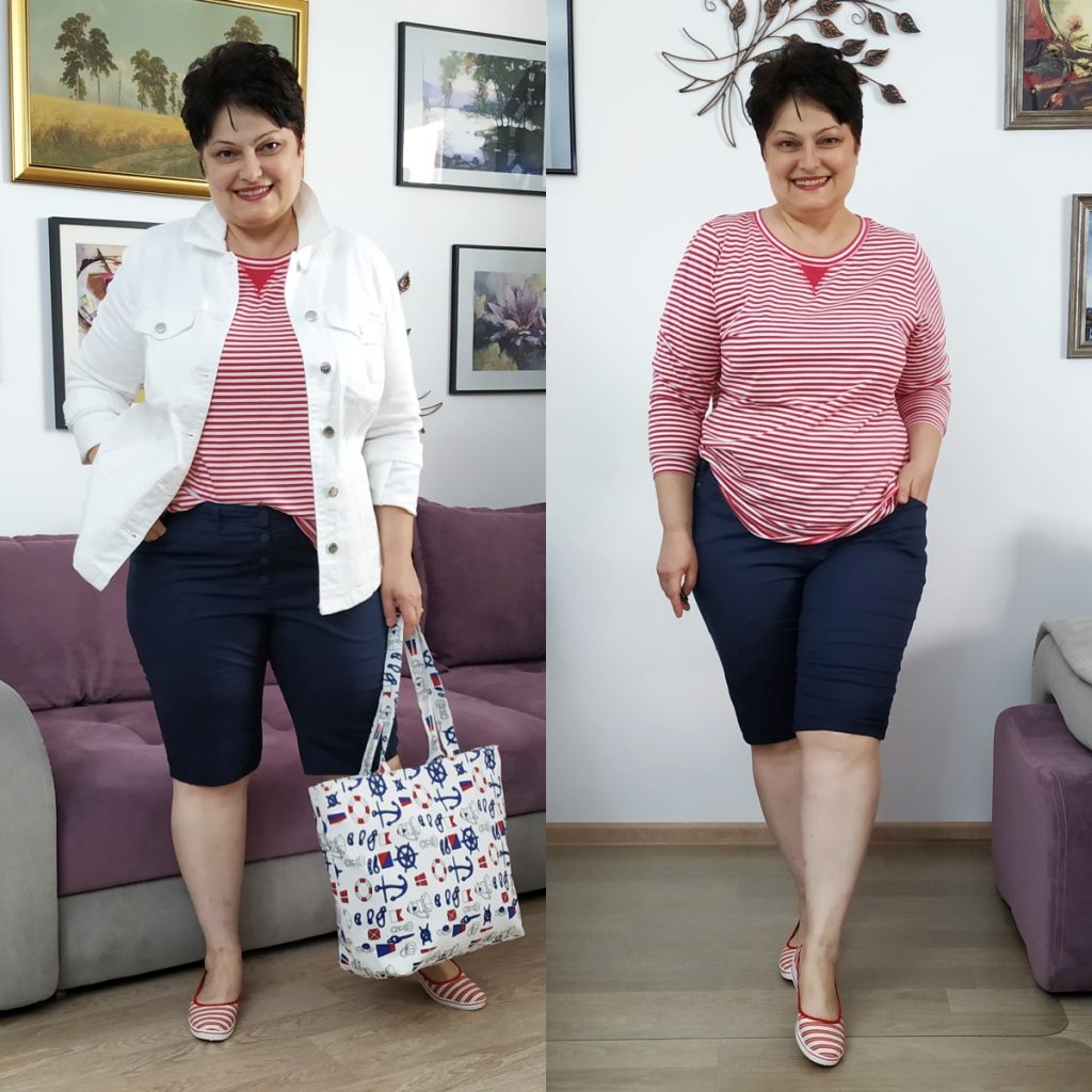 tricou cu dungi şi bermude Bonprix