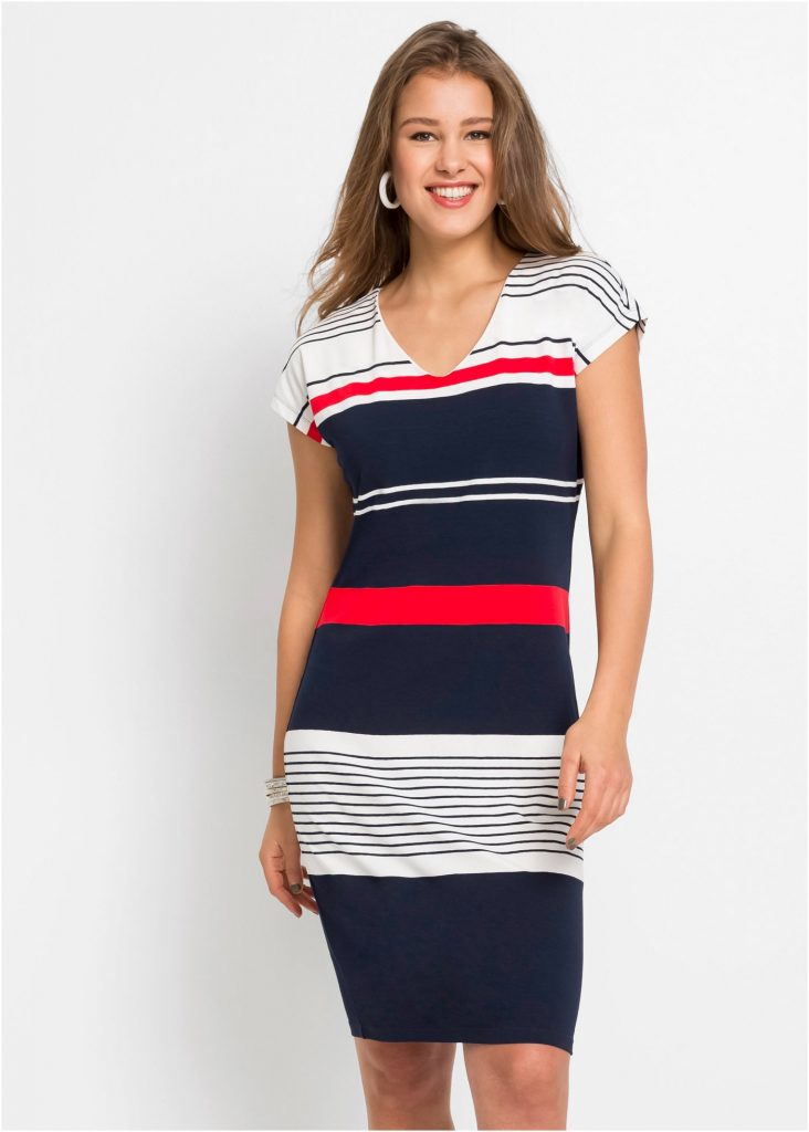 rochie bleumarin-rosu-alb Bonprix